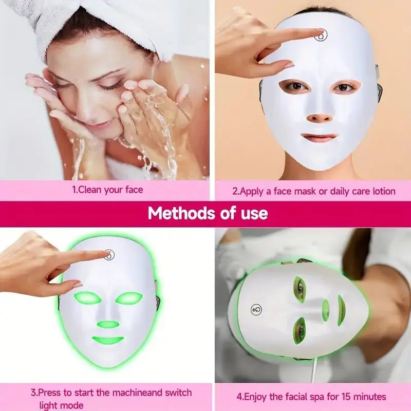 Rechargeable Facial Mask for Light Beige Care, 7 Features Color ,Advanced Light Beige Restoration Device, Radiant Glow